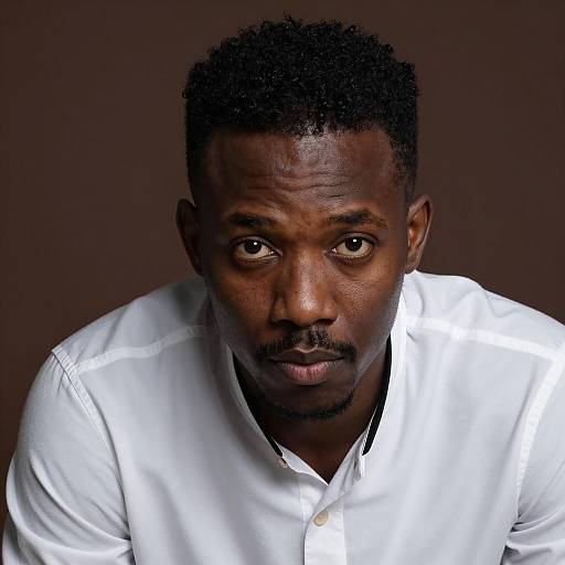 Serious Black Man in White Shirt