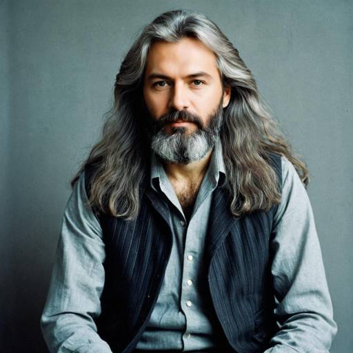 Mature Man with Long Gray Hair and Beard