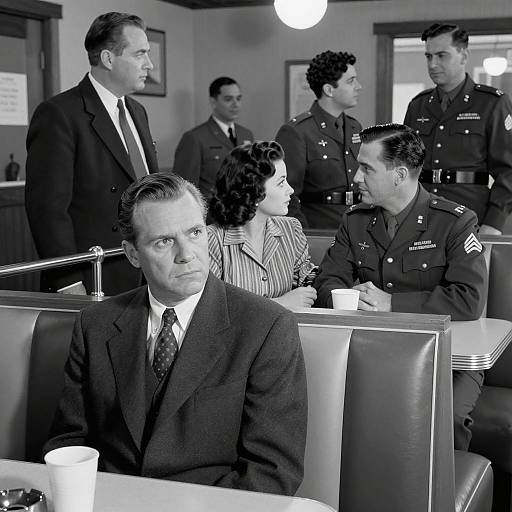 1940s Diner Scene in Black and White