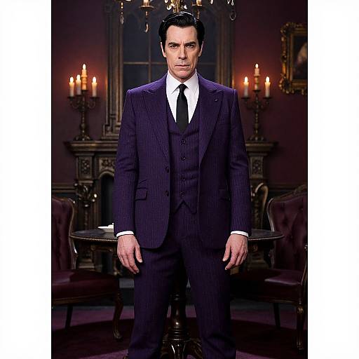 Gothic Elegance in Purple Suit