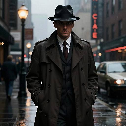 Noir Detective in Neon Rain