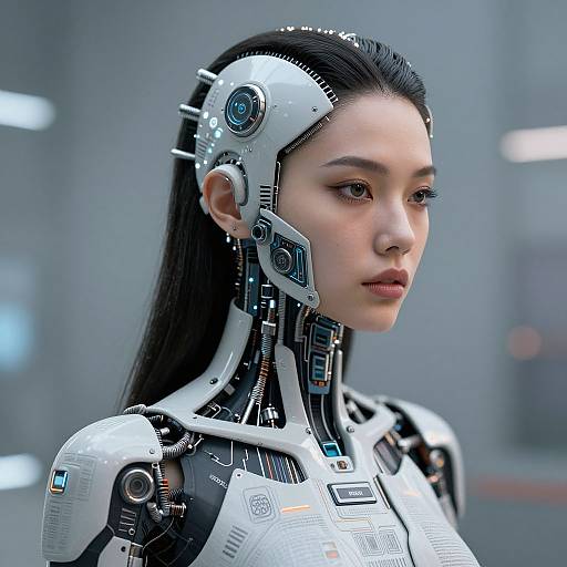 Futuristic Cybernetic Woman in Dystopia