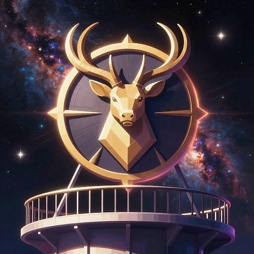 Cosmic Stag Emblem on Observatory Balcony