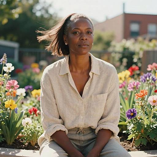 Hyperrealistic Portrait in Urban Garden