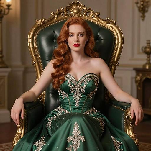 Regal Redhead in Ornate Throne