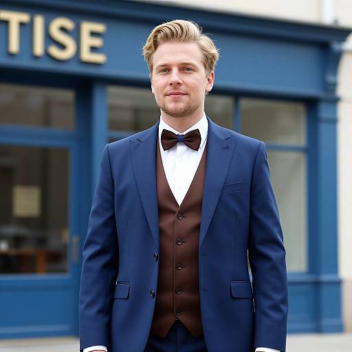 Blonde Man in Blue Suit