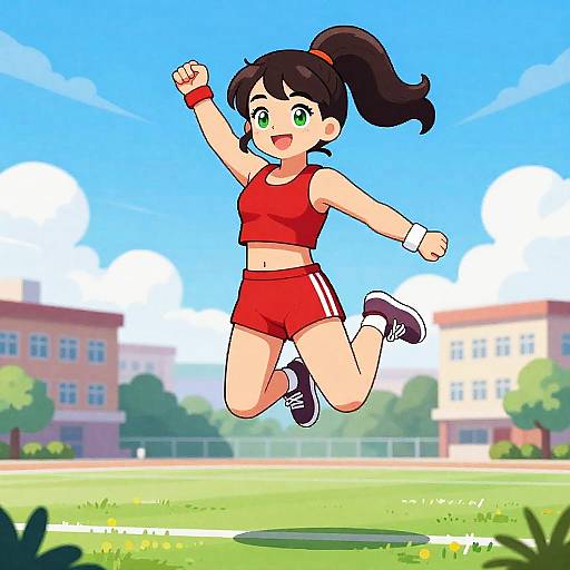 Pixel Art Happy Track Athlete Jumping