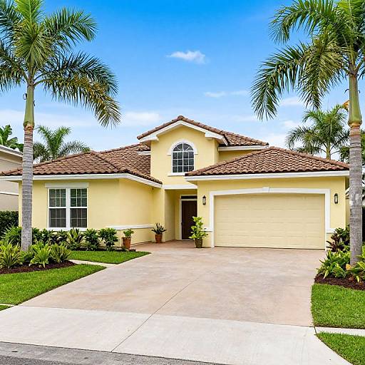 Tropical Single-Story Stucco Home