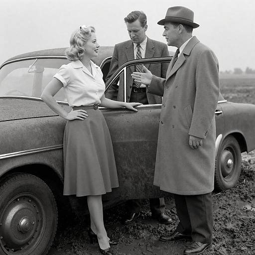 1950s Black-and-White Street Scene