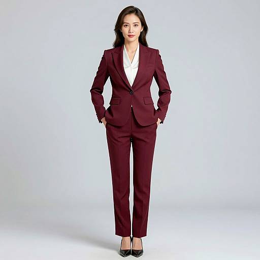 Elegant Asian Woman in Wedding Suit