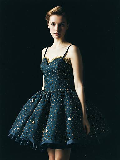 Woman in Photorealistic Mini Ball Gown