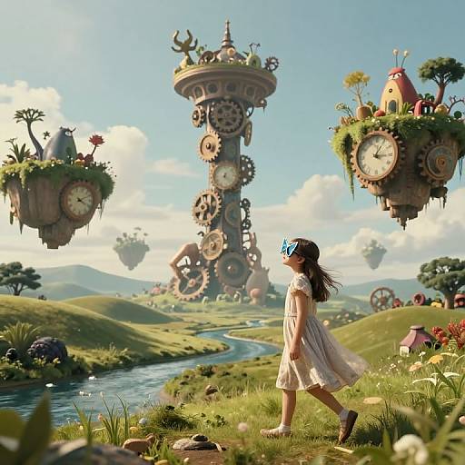 Surreal Dreamscape with Distorted Tower