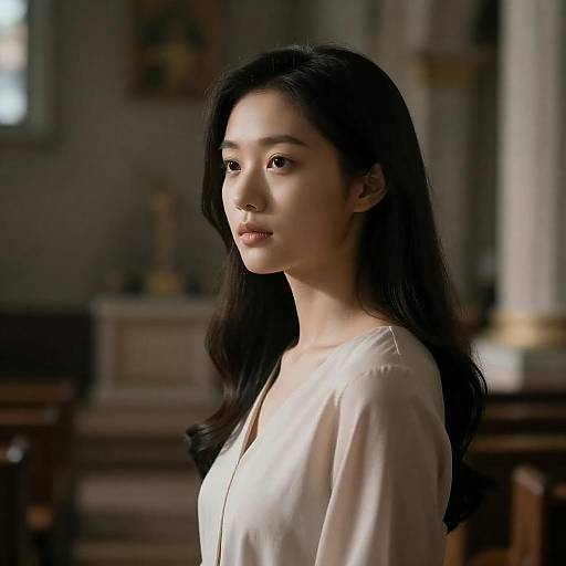 Elegant Church Portrait in Cinematic Light