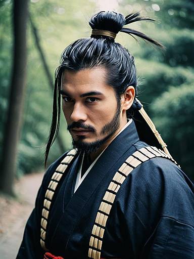 Cinematic Samurai Man Bun Portrait