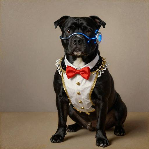 Staffordshire Bull Terrier in Carmen Miranda Attire