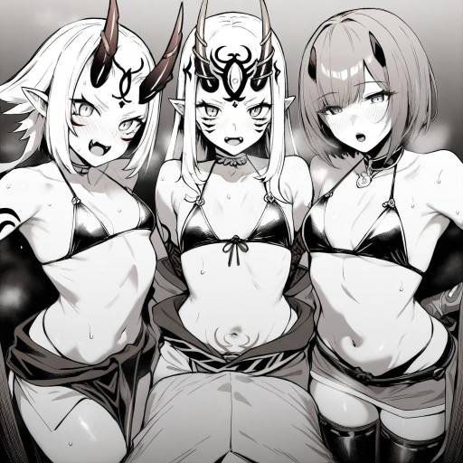 Oni Girls in Monochrome Perspective