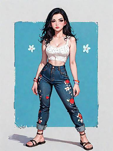 Bohemian Casual Woman Full Body Portrait