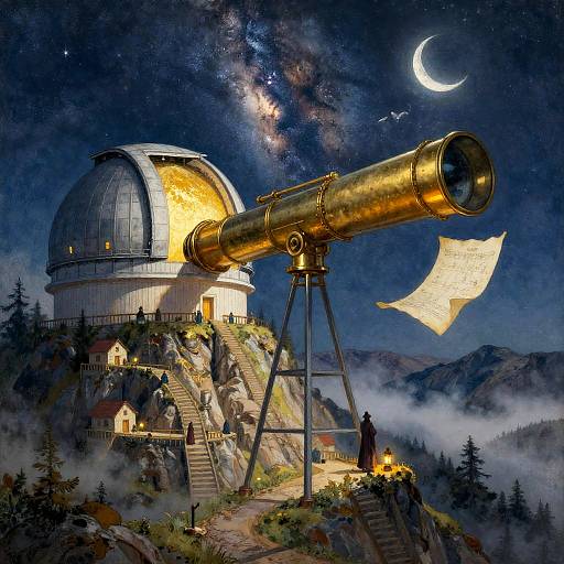 Moonlit Mountain Giant Observatory