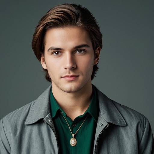 Portrait of Young Man with Side-Parted Hair