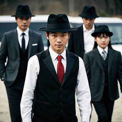 Korean Mafia Style Group in Formal Attire