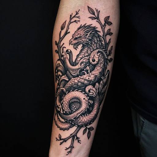 Mythical Creature Vertical Arm Tattoos