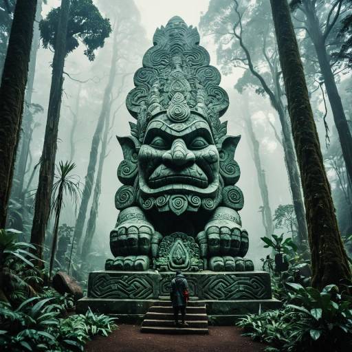 Massive Jade Totem in Misty Jungle