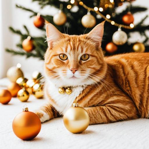 Ginger Cat with Christmas Ornaments
