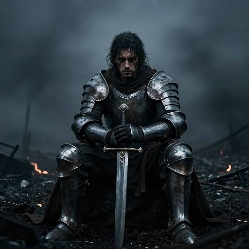 Lone Warrior on Ashen Battlefield
