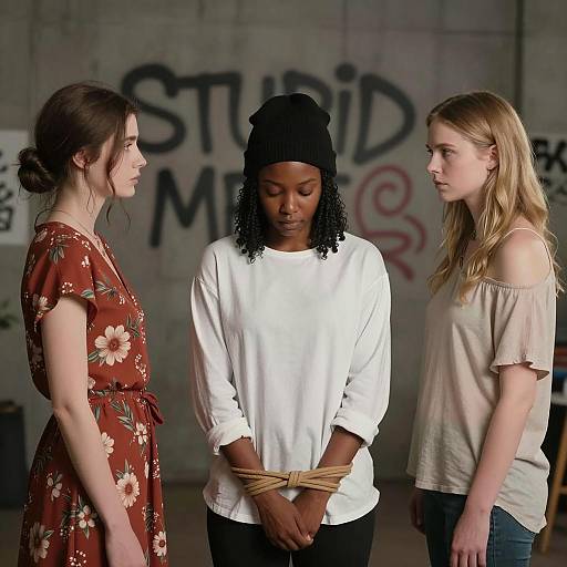 Three Women in a Dim Room Scenario