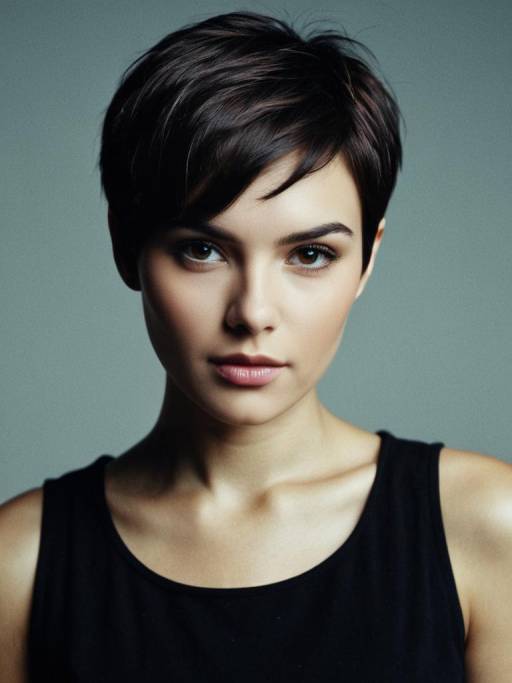 Woman with Dark Brown Pixie Cut