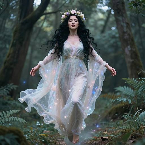 Ethereal Madonna in Serene Forest