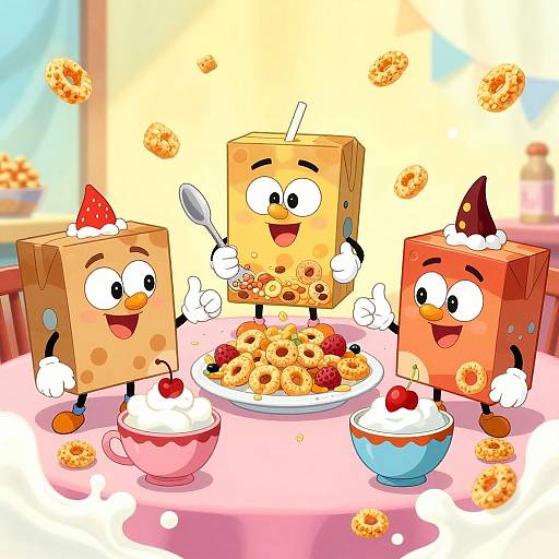 Vintage Cartoon Cereal Breakfast Party