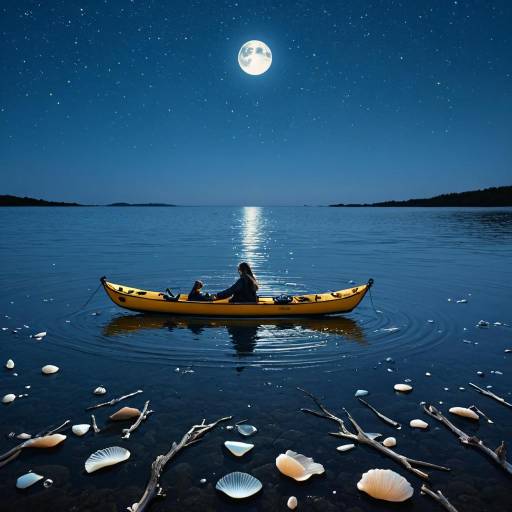 Serene Kayaker Under Starry Sky Serene Kayaker Under Starry Sky