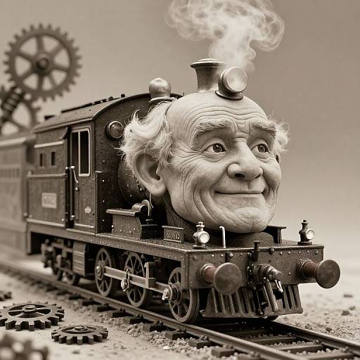 Whimsical Train Elderly Face