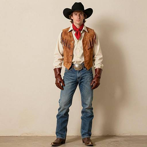 Full Length Man in Classic Cowboy Outfit