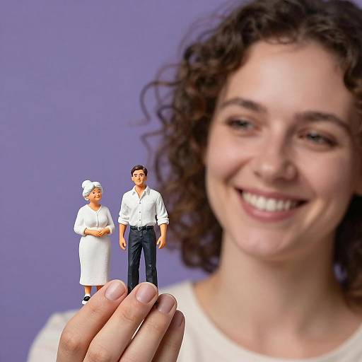 Cheerful Woman with Detailed Figurines