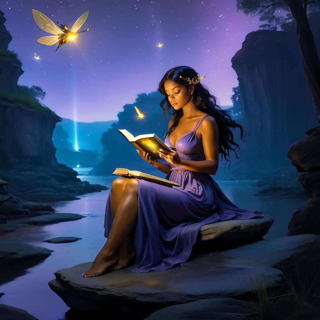 Ethereal Twilight Reading Fantasy Scene