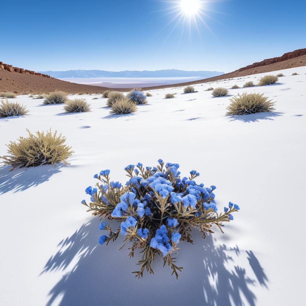 Stunning Desert Plateau with Blue Flowers