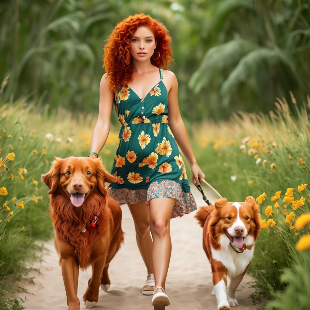 Fiery Red Curls and Floral Sundress