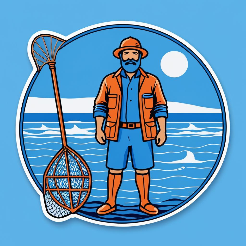 Fisherman Character Portrait Sticker Design