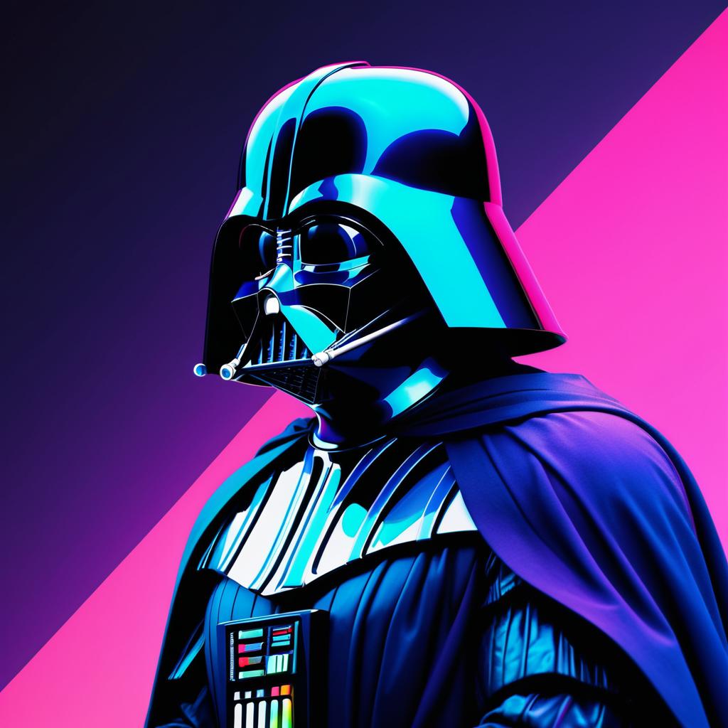 Vaporwave Darth Vader in Vibrant Colors