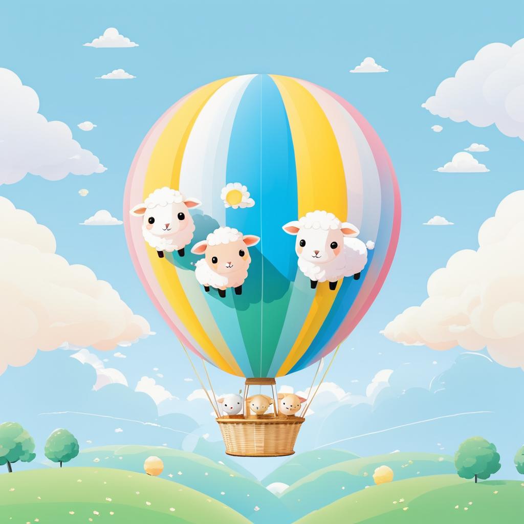 Adorable Baby Sheep in Colorful Balloon