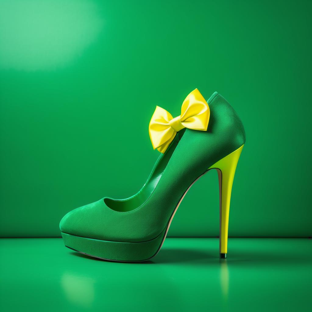 Elegant Emerald Green Pump with Yellow Bow