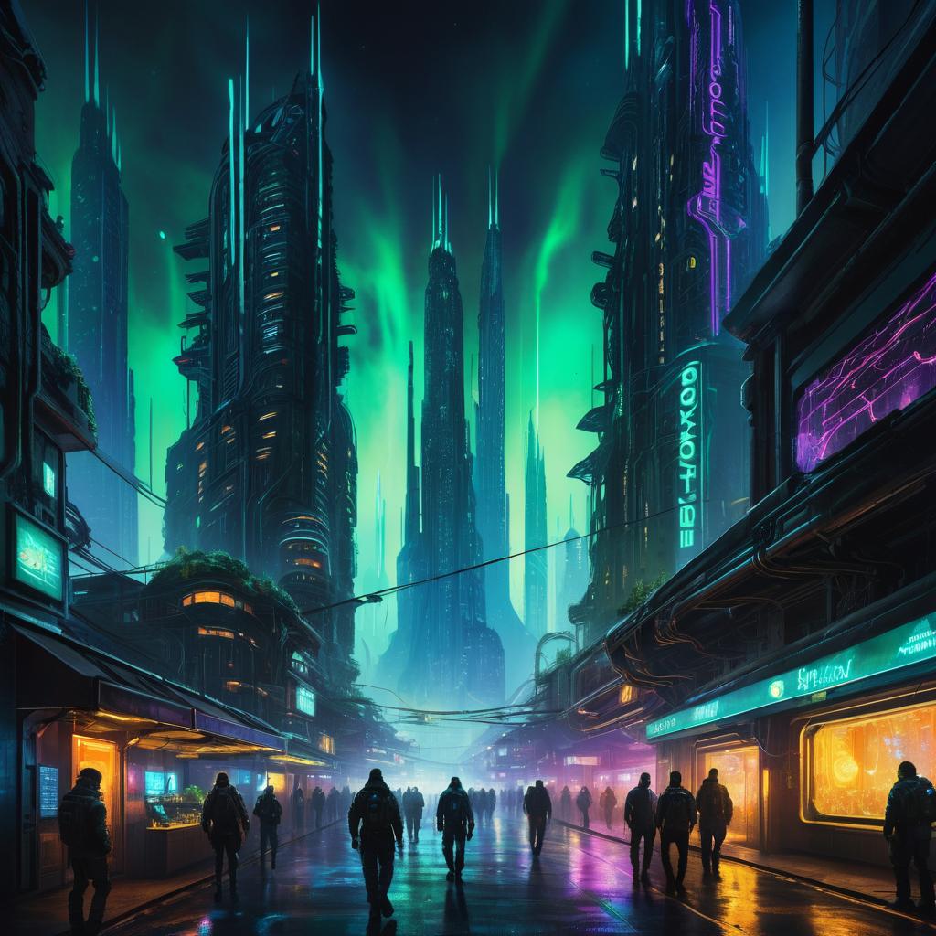 Neon Biopunk Adventures in a Dystopian City