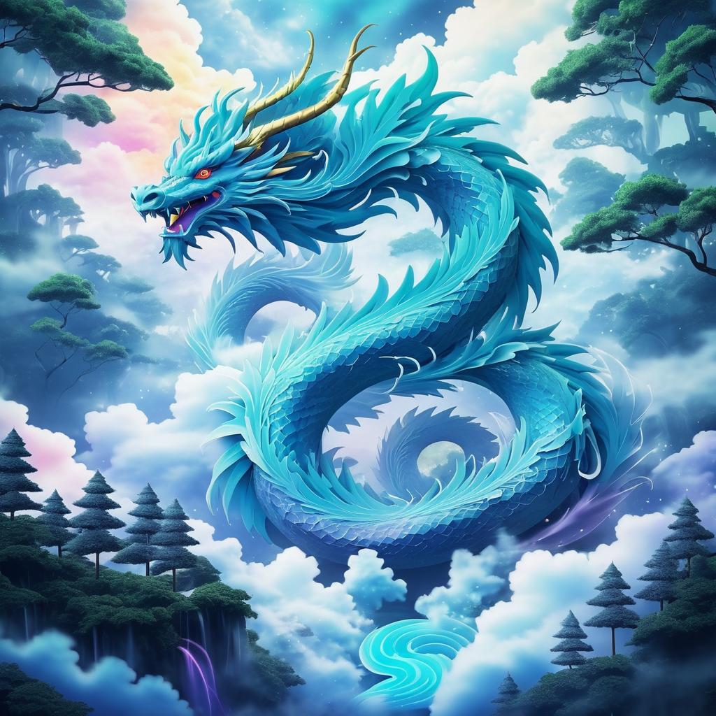 Mystical Cloud Dragon in Anime Style