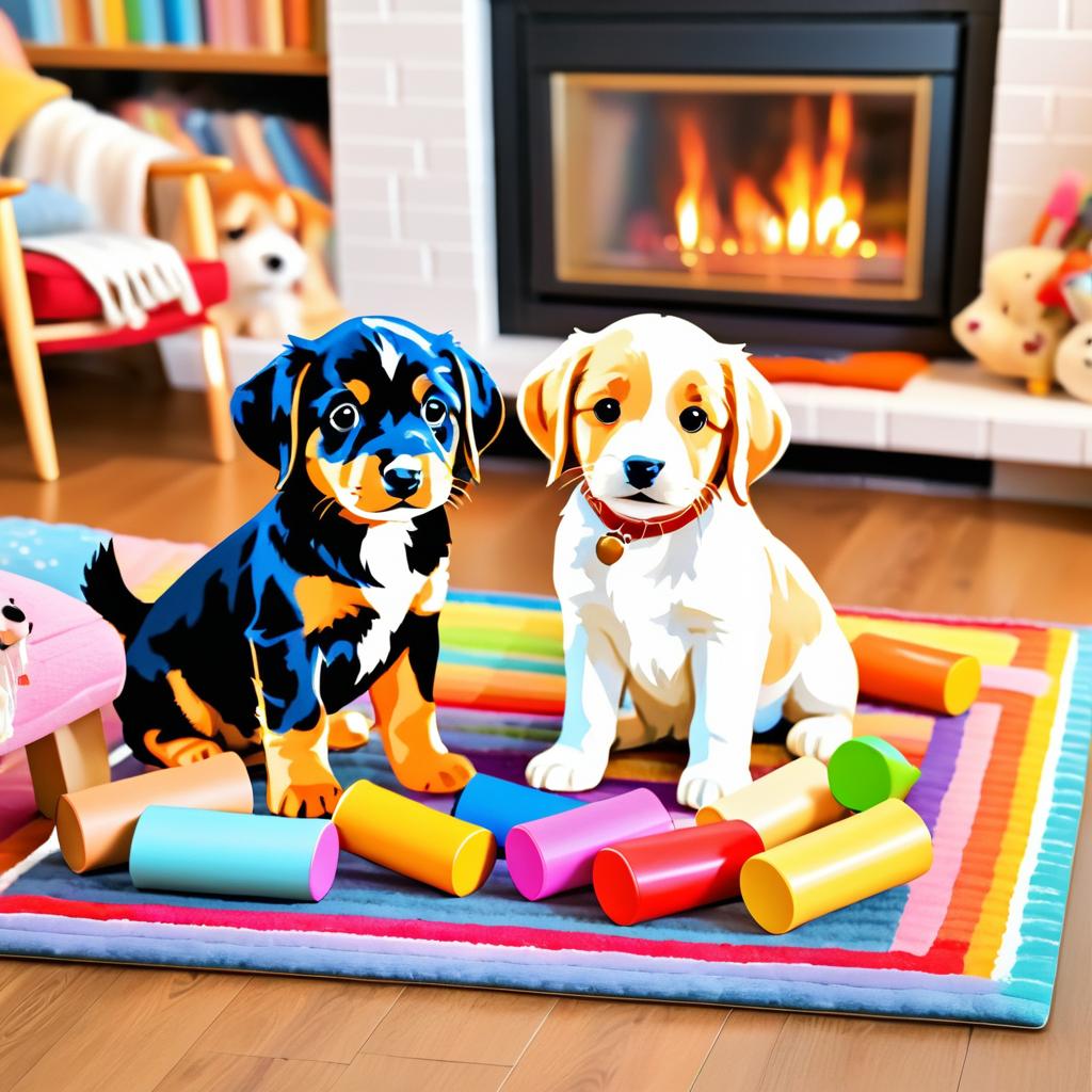 Playful Puppies in a Cozy Living Room