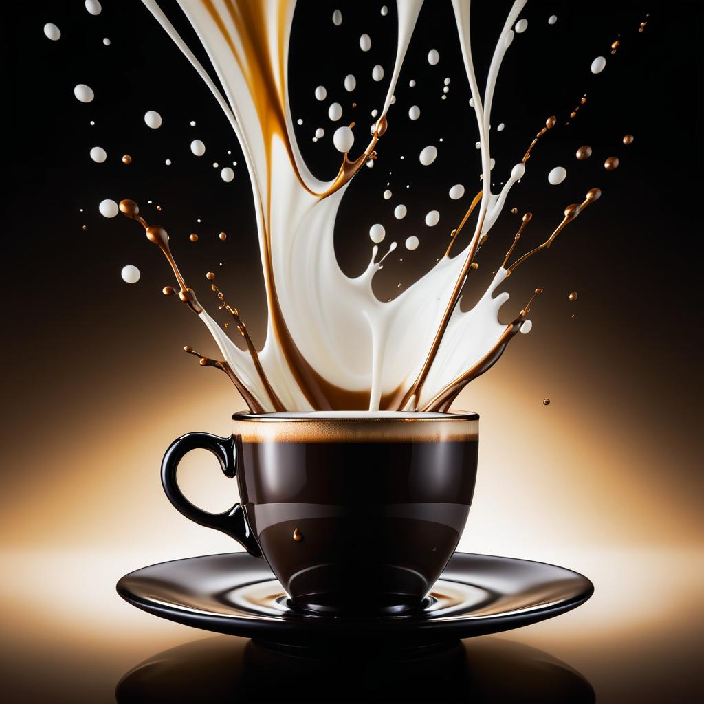 Elegant Espresso and Milk Splash Art