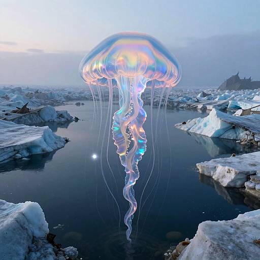Iridescent Cosmic Alien Jellyfish Landscape