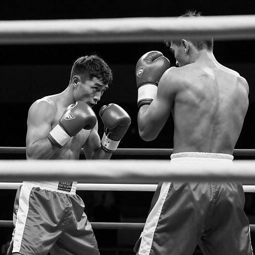 Intense Black and White Boxing Showdown