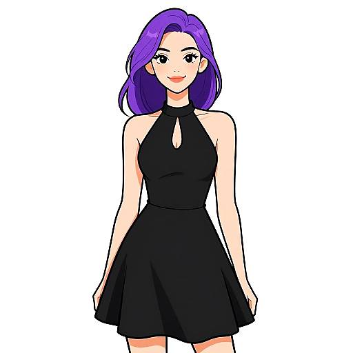 Smiling Woman in Minimalist Black Dress
